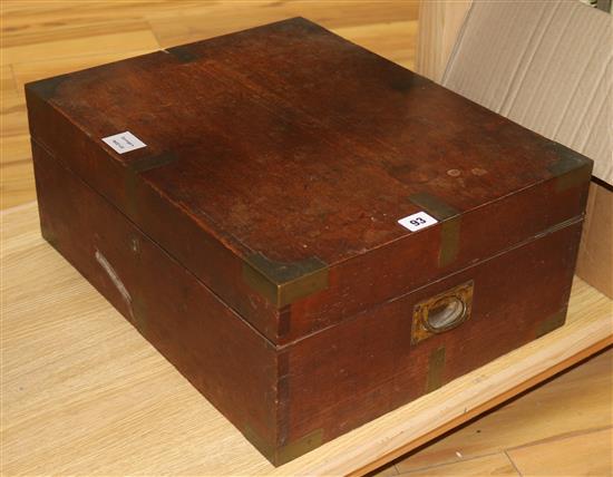 A Victorian oak brass bound chest D.40cm W.50cm